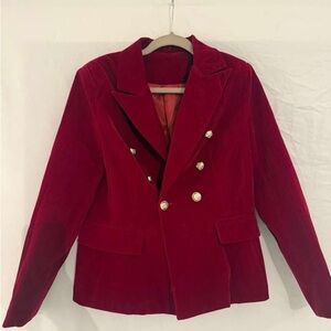 Elegant Red Double-Breasted Women's Jacket